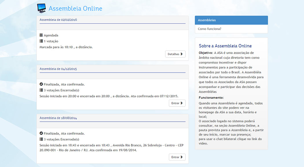  Página da Assembleia Online
