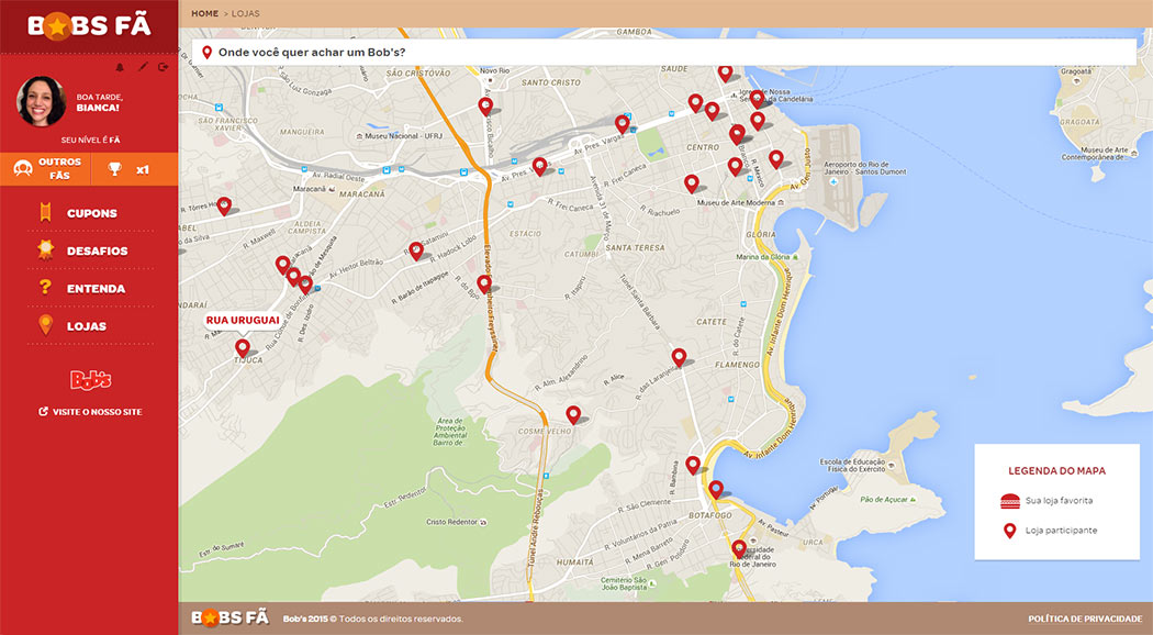  Página com lista de lojas no Google maps